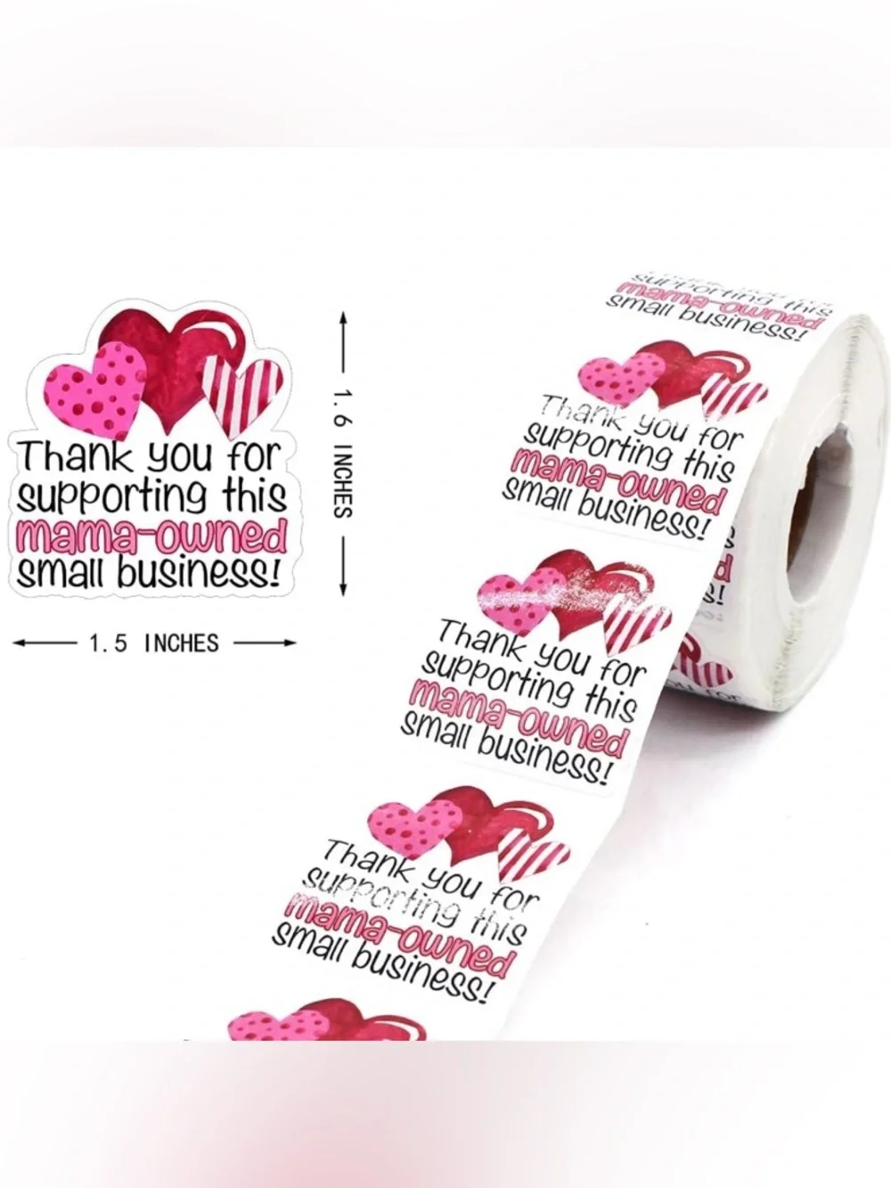 100 “Thank you for supporting this mama-owned small business!” Stickers